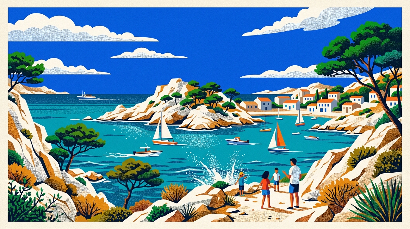 Illustrated artwork for Iles du Frioul - l'ambiance bat son plein, cris et baignade
