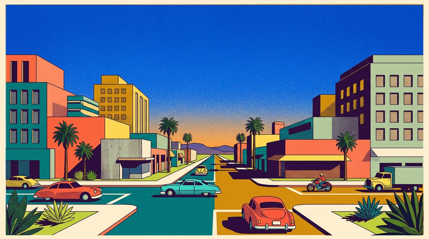 Illustrated artwork for Avenue Wielemans Ceuppens summer ambience