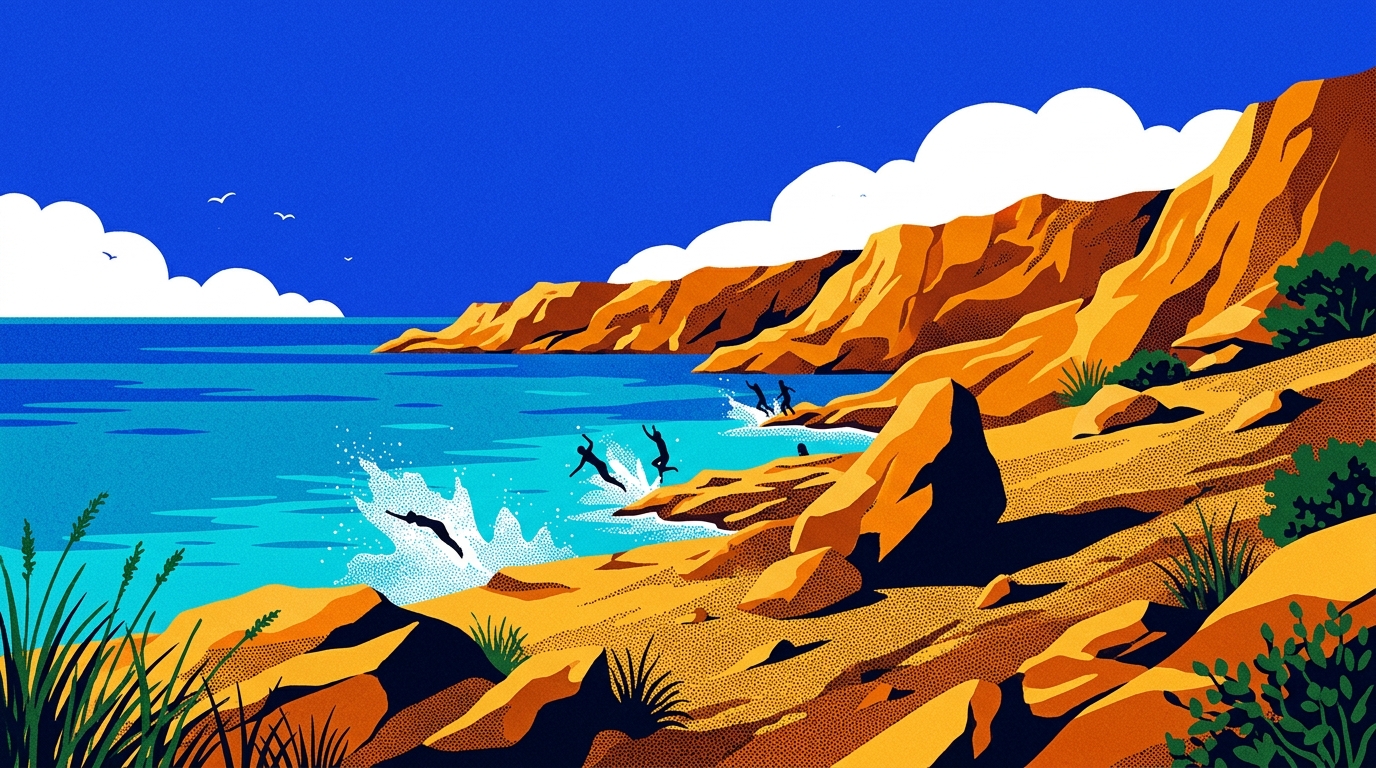Illustrated artwork for Iles du Frioul - Avec les "sauteurs" des rochers