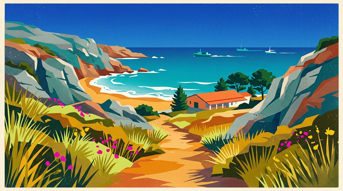 Illustrated artwork for Iles du Frioul - Ambiance de la plage